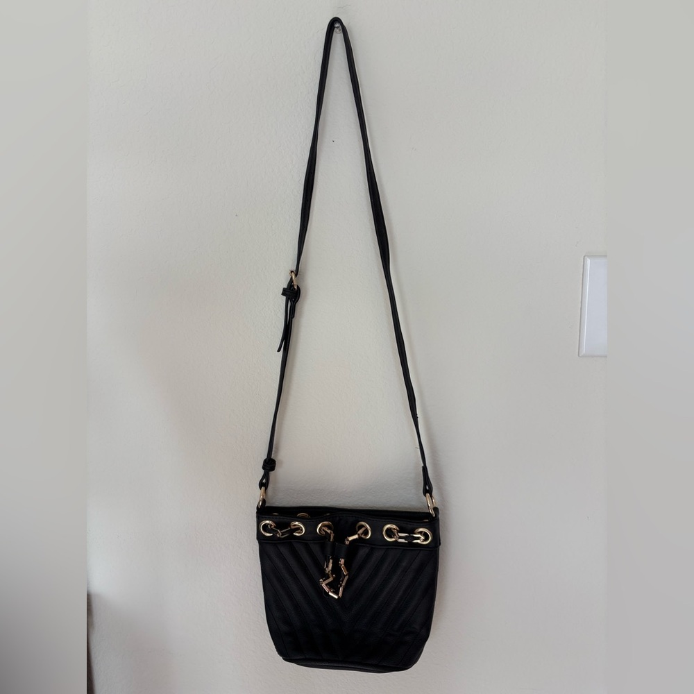 Free People Black leather bucket Crossbody Bag.  Excellent Used Condition.